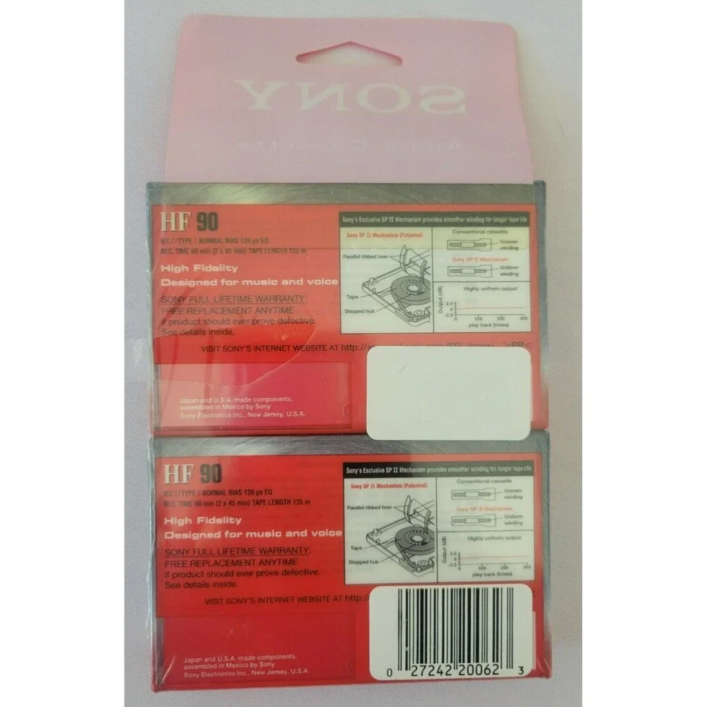 Sony HF 90 Normal Bias Blank Cassette - 90min - 2 Pack Brand New Sealed